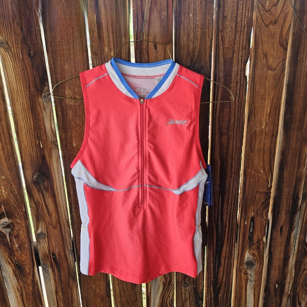 Sports Zoot Zip Up Water Lake Outdoor Summer Swimming Top Cherry Red Blue Size M